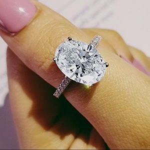 925 Silver Oval White Sapphire Ring